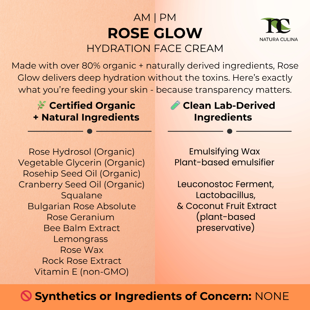 Woman’s hand scooping Rose Glow cream from jar